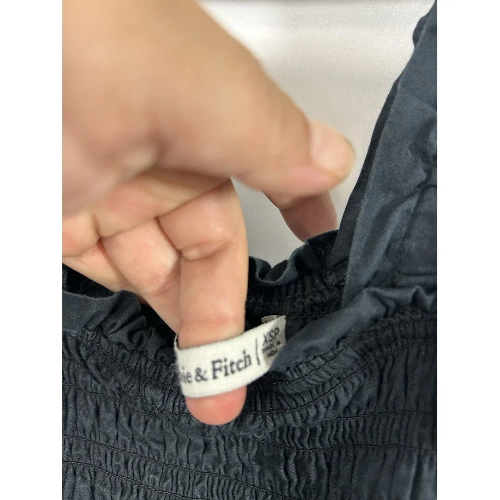 Abercrombie & Fitch Smocked Maxi‎ Dress Black XSP Tiered Cottagecore Coquette